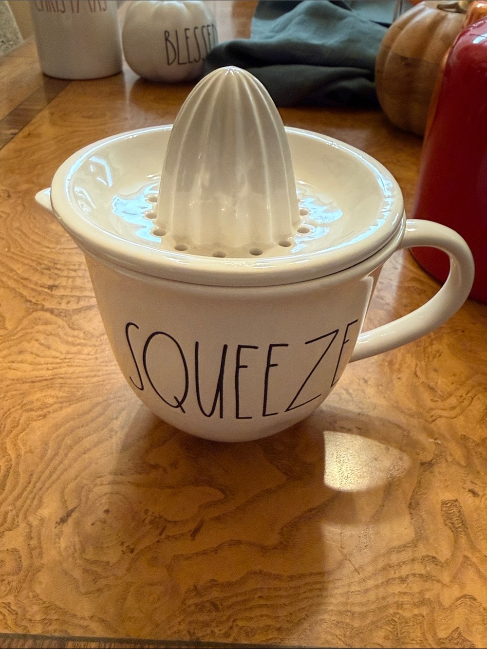 Rae Dunn White Ceramic Squeeze Citrus Reamer Mug